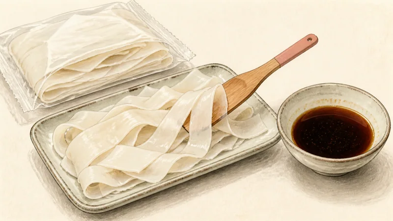 Dry-fried beef chow fun, step 2: Loosen noodles and mix the sauce.