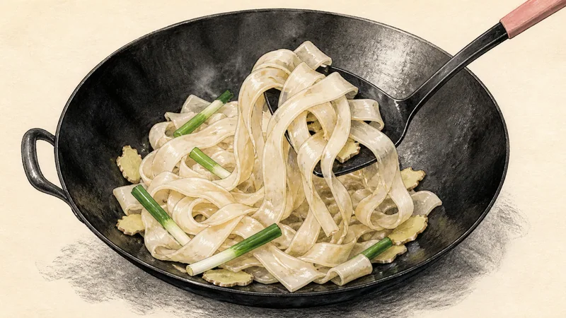 Dry-fried beef chow fun, step 5: Toss in the noodles.
