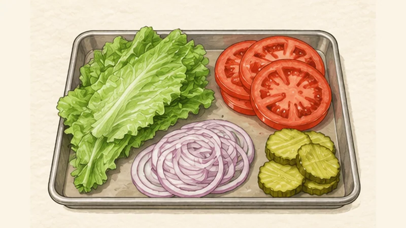 Classic Cheeseburger, step 1: Prepare the cold toppings.