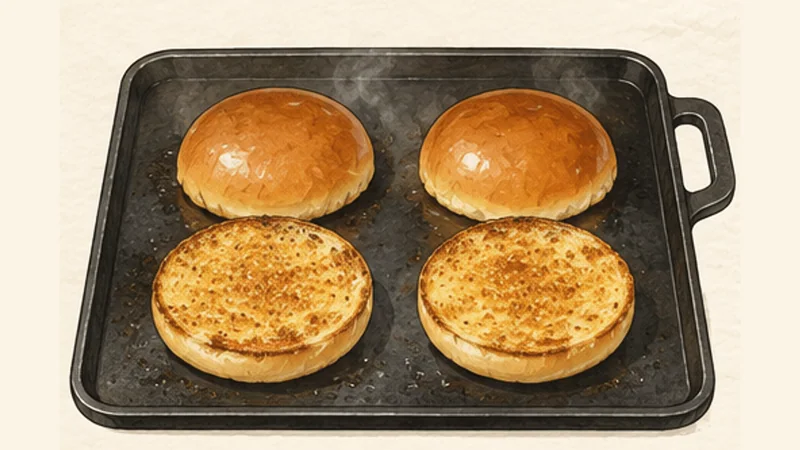 Classic Cheeseburger, step 3: Toast the buns.