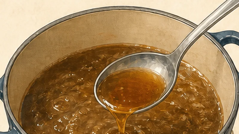 ภาพวาดการปรุงข้าวหน้าไก่งวงเจียอี้ ขั้นตอนที่ 4: ทำน้ำราดใส