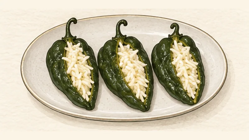 Chiles Rellenos, step 5: Fill the poblanos.
