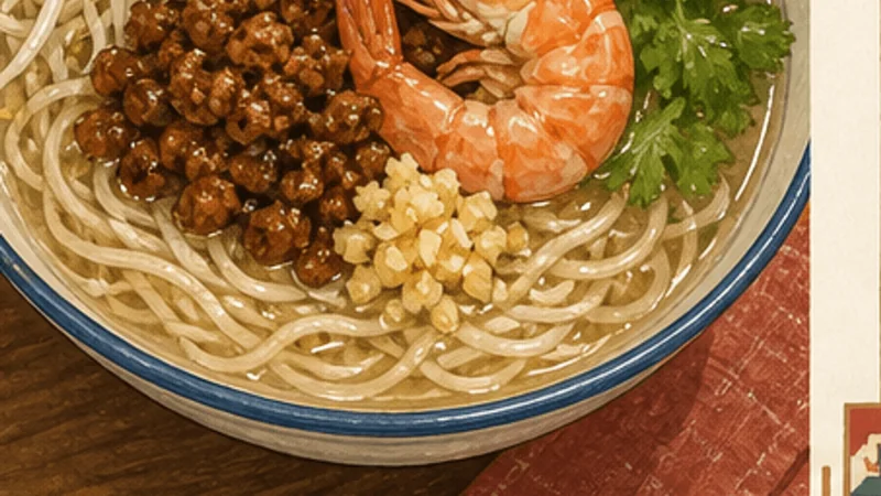 Tainan Danzai Noodles, step 7: Finish each small bowl.