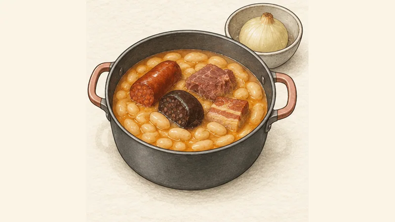 ภาพวาดการปรุงฟาบาดาอัสตูเรียนา ขั้นตอนที่ 5: ปรับน้ำและเอาหอมออก