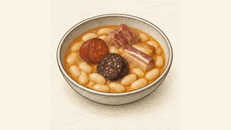 ภาพวาดการปรุงฟาบาดาอัสตูเรียนา ขั้นตอนที่ 6: พัก หั่น compango และเสิร์ฟ