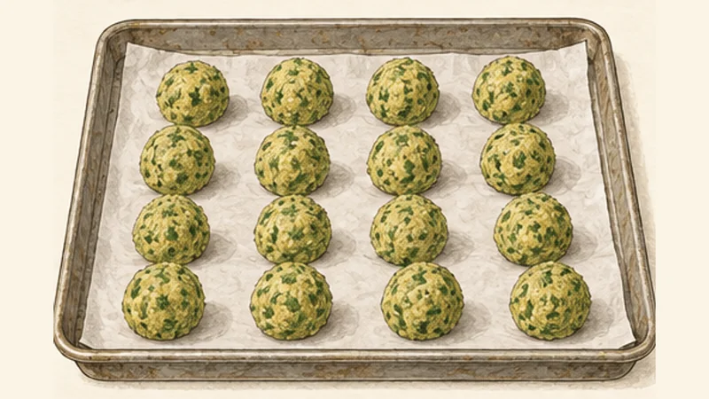ภาพวาดการปรุงฟาลาเฟลถั่วลูกไก่แบบเลวานต์ ขั้นตอนที่ 4: พักและปั้น