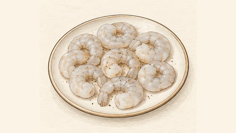 ภาพวาดการปรุงกัมบัสอัลอาฆีโย ขั้นตอนที่ 1: ซับและปรุงกุ้ง