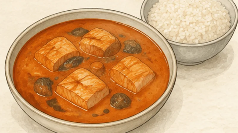 ภาพวาดการปรุงแกงปลากัว ขั้นตอนที่ 6: พักก่อนเสิร์ฟ