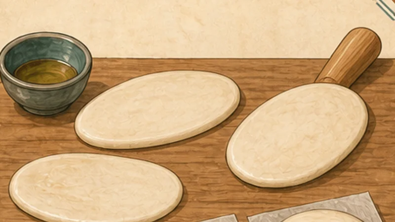 Gua Bao, step 3: Roll and fold eight buns.