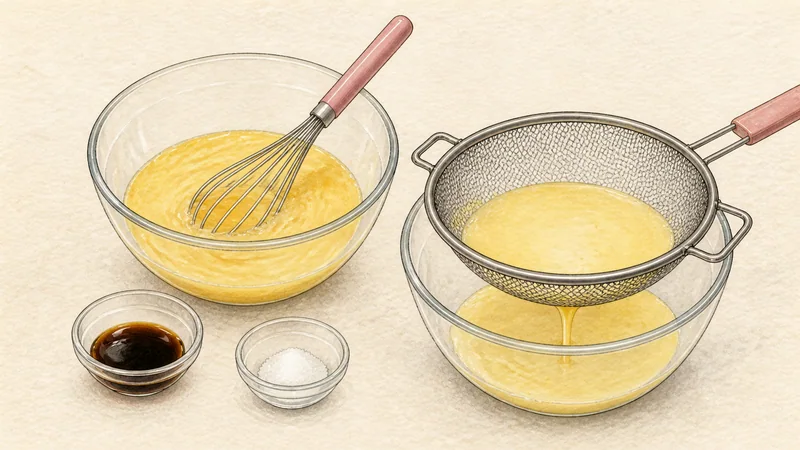 ภาพวาดการปรุงคเยรันจิมหม้อดิน ขั้นตอนที่ 1: ตีโดยไม่เป็นฟอง