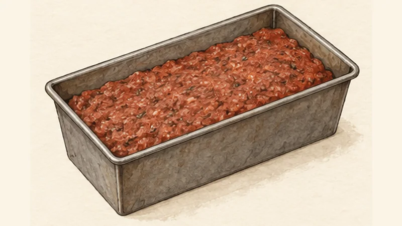ハリファックス・ドネアの手順2「牛肉を味付けして締める」を示す調理イラスト。