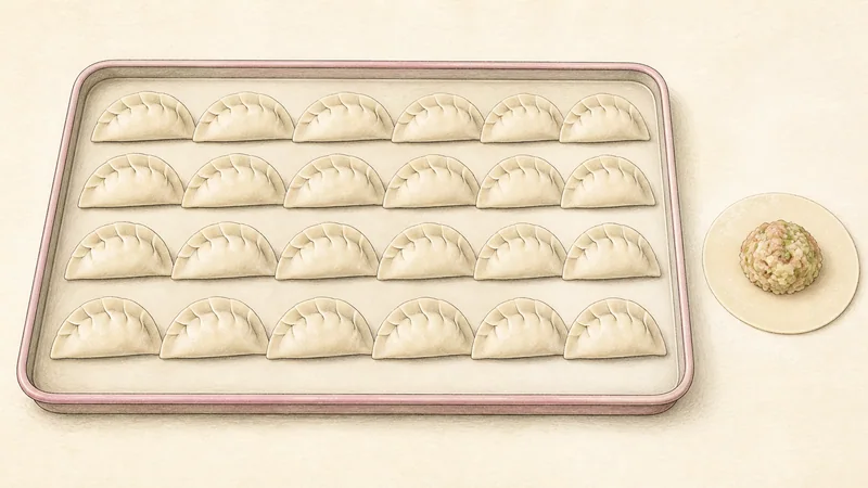 Japanese pork gyoza, step 3: Fill and pleat 24 wrappers.