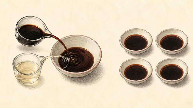 Japanese pork gyoza, step 4: Mix the soy-vinegar dip.