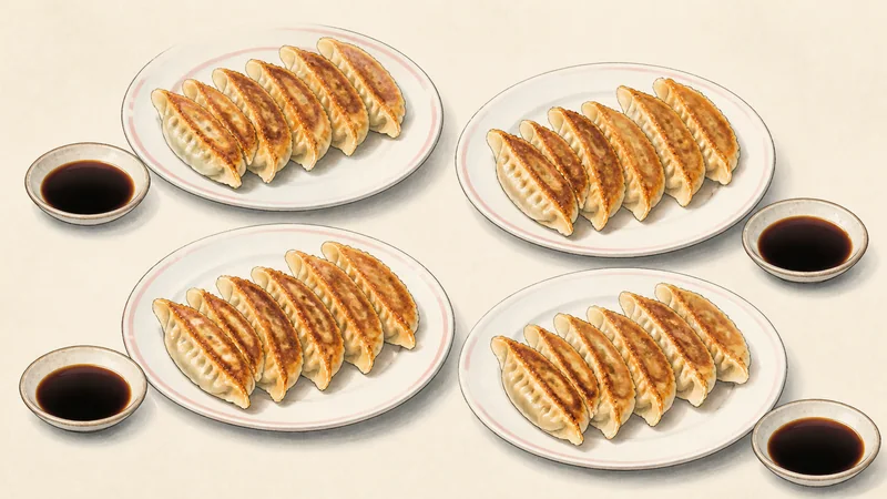 Japanese pork gyoza, step 8: Serve six with soy-vinegar dip.