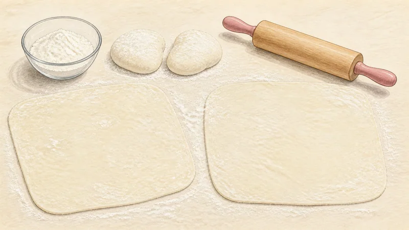ภาพวาดการปรุงคัลกุกซูไก่ ขั้นตอนที่ 8: รีดแป้งบาง