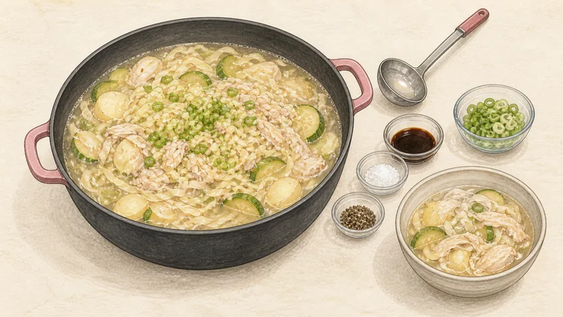 ภาพวาดการปรุงคัลกุกซูไก่ ขั้นตอนที่ 14: ปรุงและเสิร์ฟทันที