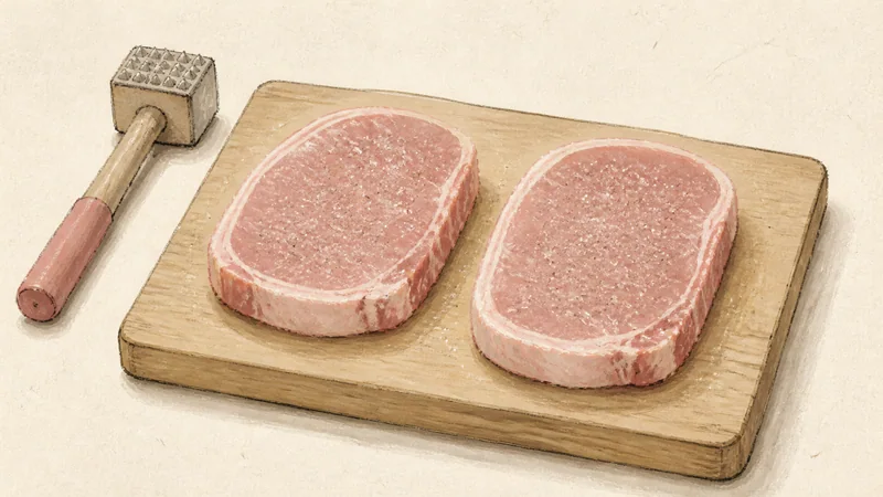 ภาพวาดการปรุงคัตสึด้ง ขั้นตอนที่ 2: เตรียมหมู