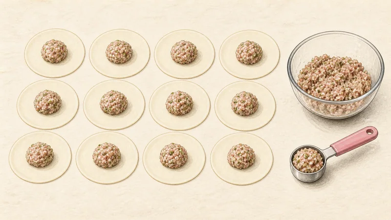 Steamed pork mandu, step 7: Measure every portion.