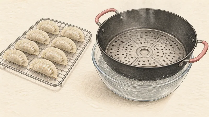 Steamed pork mandu, step 12: Steam the second batch.