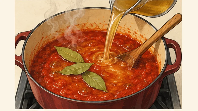 Nigerian Jollof Rice, step 3: Season the cooking liquid.