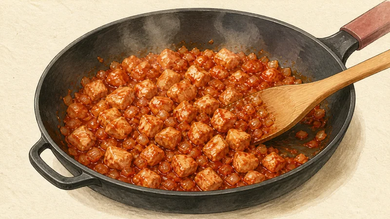Omurice (chicken ketchup rice omelette), step 4: Cook down the tomato seasoning.