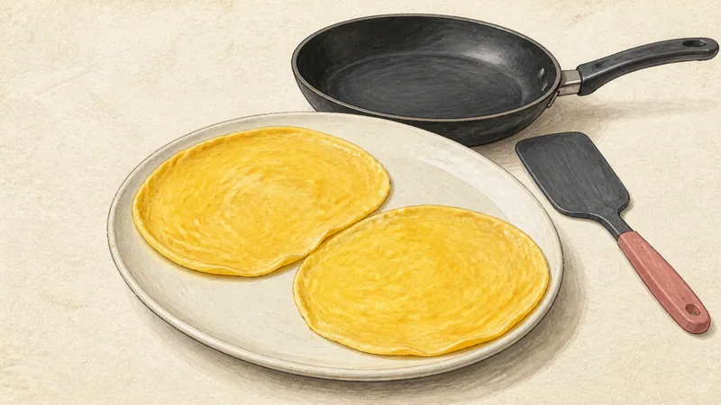 Omurice (chicken ketchup rice omelette), step 6: Cook fully set omelettes.