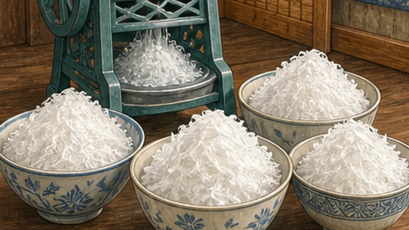 Taiwanese Peanut Shaved Ice, step 5: Shave dry, fine ice.