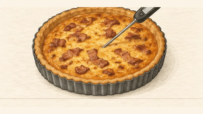 ภาพวาดการปรุงคีชลอแรน ขั้นตอนที่ 8: อบไส้ไข่นม