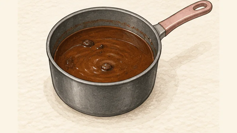ภาพวาดการปรุงซาวเออร์บราทึน ขั้นตอนที่ 7: กรองและเคี่ยวเกรวี