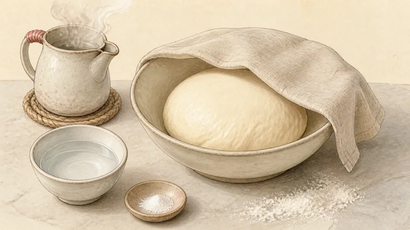 Flaky Chinese scallion pancakes, step 1: Make and rest the hot-water dough.