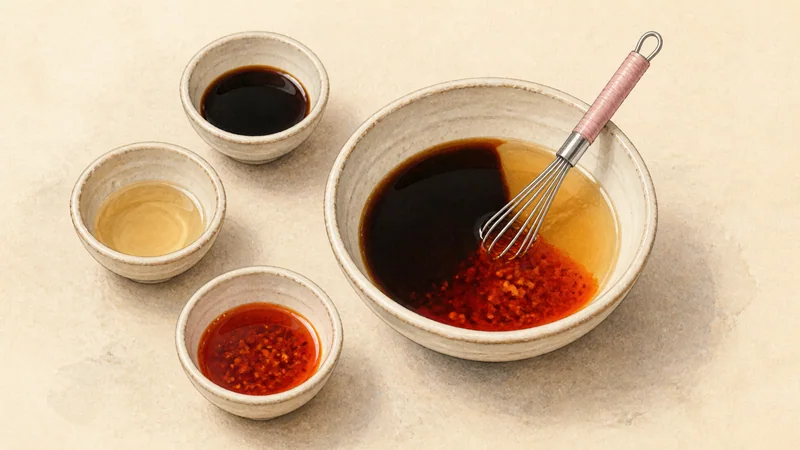 Flaky Chinese scallion pancakes, step 7: Mix the dipping sauce.