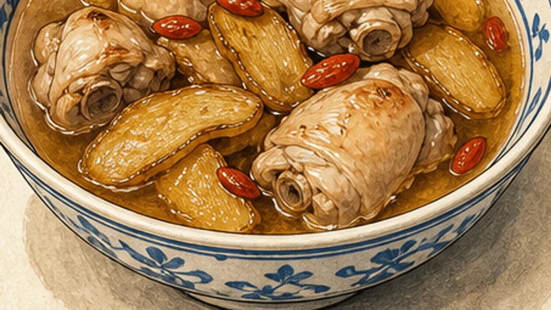 ภาพวาดการปรุงไก่น้ำมันงาไต้หวัน ขั้นตอนที่ 6: ปรุงเค็มและเสิร์ฟ