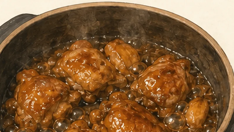 Three Cup Chicken, step 5: Reduce to a glaze.