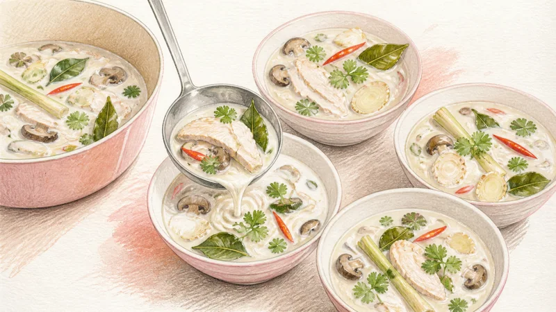 ภาพวาดการปรุงต้มข่าไก่ ขั้นตอนที่ 6: เสิร์ฟให้เห็นเครื่องต้ม