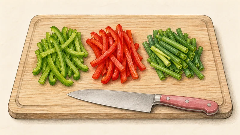 Twice-cooked pork, step 3: Prepare the vegetables.